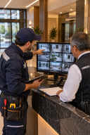 Revisión de cámaras en el lobby